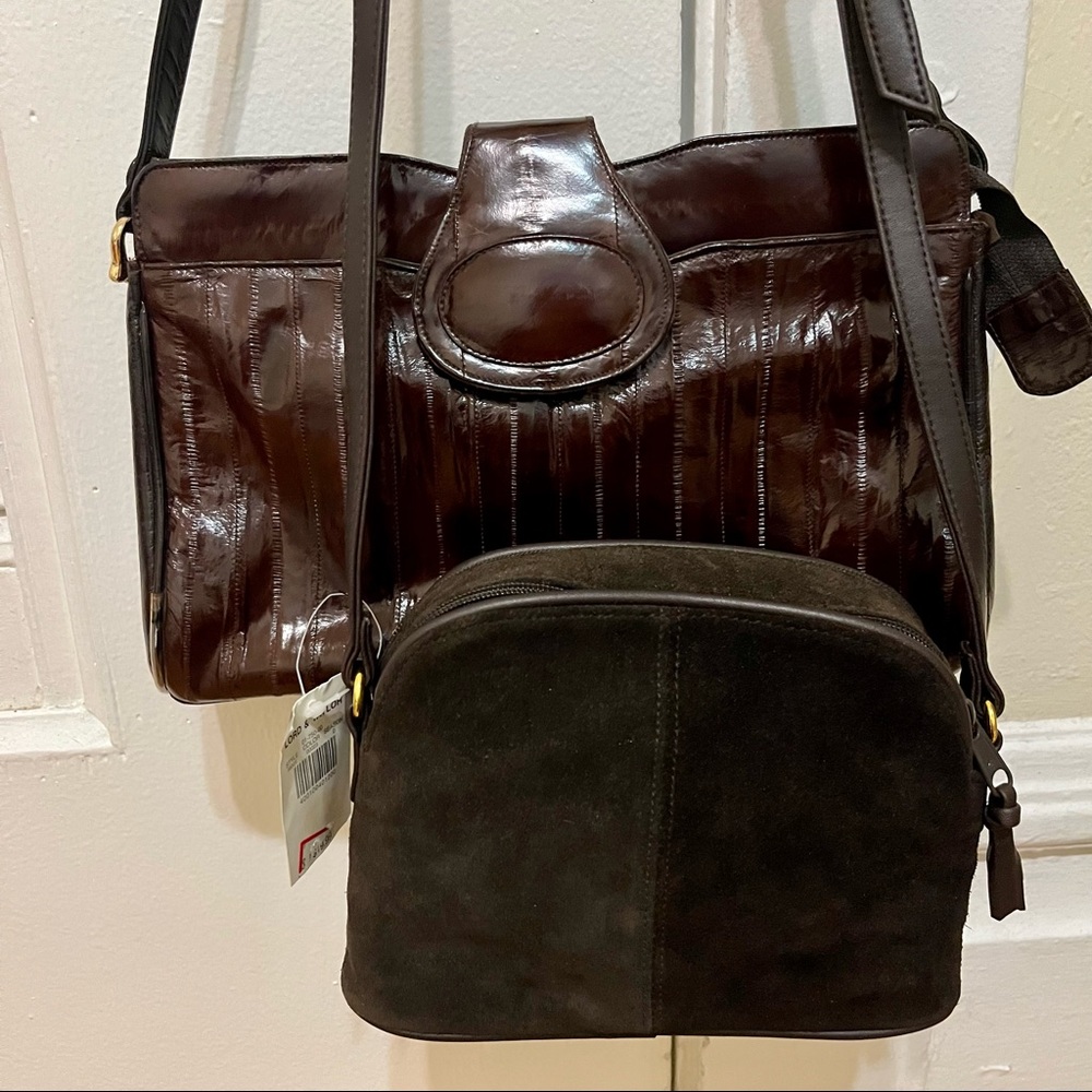 Vintage Shoulder Bag Pair! Brown/Mahogany Pleather and Suede Bags. NWT